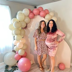 PinkBlush velvet maternity dress